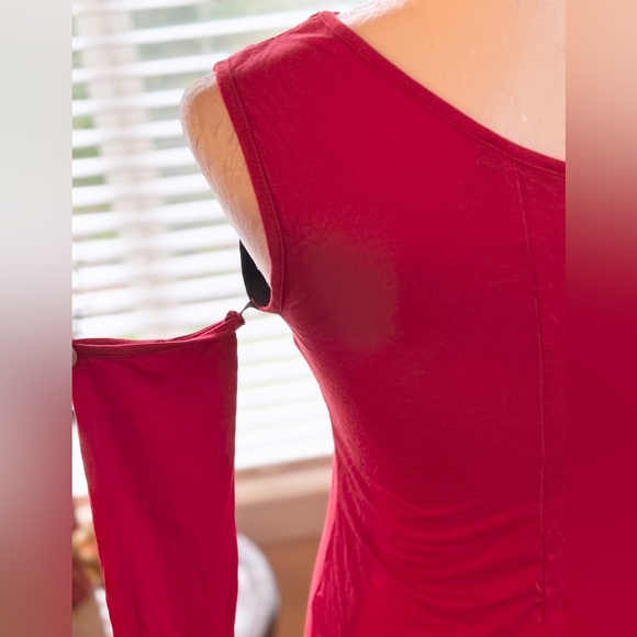 VENUS Red Long Sleeve Top with Black Strap - Picture 4 of 6